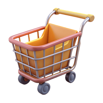 stunning rustic A shopping cart, empty exclusive png