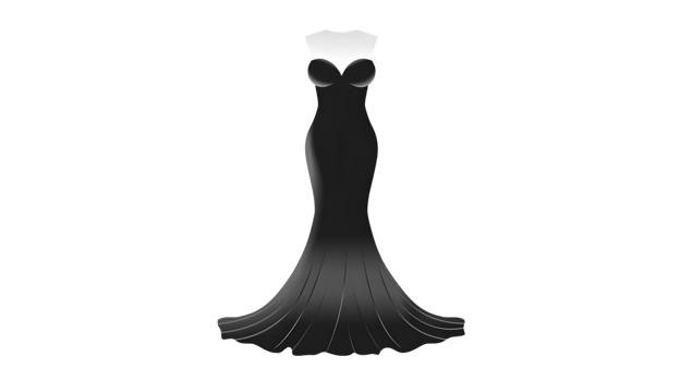 Elegant Black Evening Gown with Mermaid Silhouette for Fashion Design and Prom Themes png