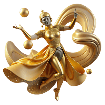 impressive rustic Solo Dancer in Gold Costume Transparent with Minimalist Style genuine png