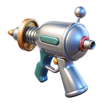 vibrant creative Retro ray gun with chrome finish and bubble chamber genuine png