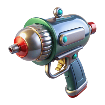 serene traditional Retro ray gun with chrome finish and bubble chamber high resolution png