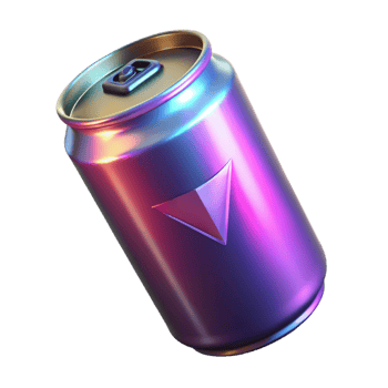 beautiful contemporary Cyberpunk energy drink can with holographic label and glowing liquid 4K png