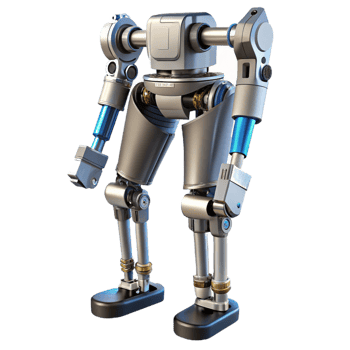 beautiful minimalist Advanced robotic exoskeleton leg with hydraulic actuators and sensors original png