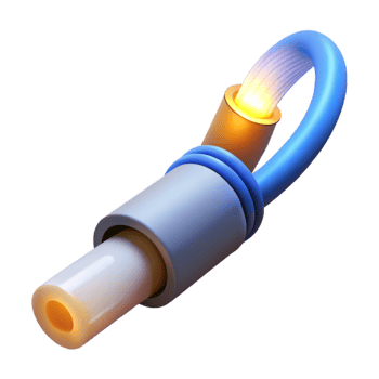 dramatic artistic Fiber optic cable with glowing end 4K png