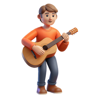 impressive artistic Playing guitarist, acoustic guitar, authentic png