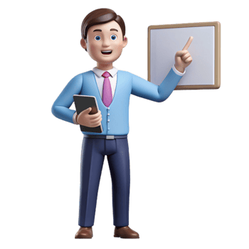 serene modern Speaking teacher, pointing, detailed png