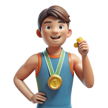 vibrant vintage Proud athlete, medal, high resolution png