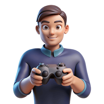 stunning contemporary Focused gamer, gaming controller, 4K png