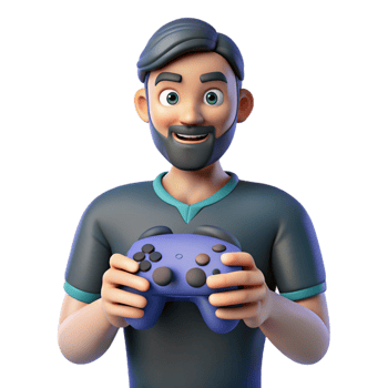 elegant traditional Focused gamer, gaming controller, exclusive png