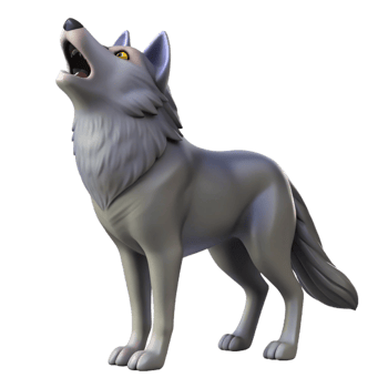 extraordinary abstract Grey wolf, howling, high quality png