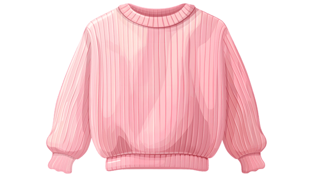 Pink Ribbed Sweater Cozy Knitwear for Fashion and Style Design png