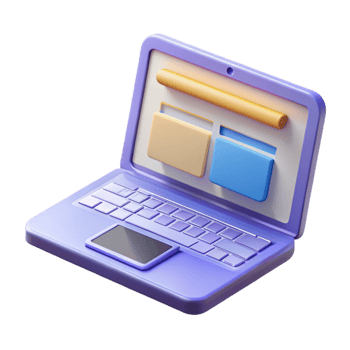 beautiful rustic Laptop computer with open lid displaying website homepage high quality png