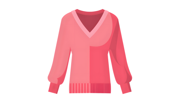 Pink VNeck Sweater with Long Sleeves Ideal for Fashion Clothing Design and Seasonal Themes png