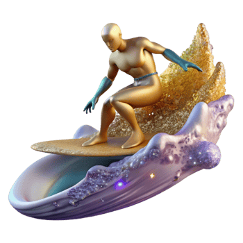 serene creative Surfer Wiping Out on Wave Transparent Background high quality png