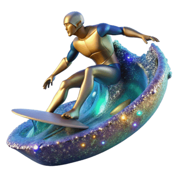 wonderful abstract Surfer Riding Wave Dynamic Angle Transparent Background exclusive png