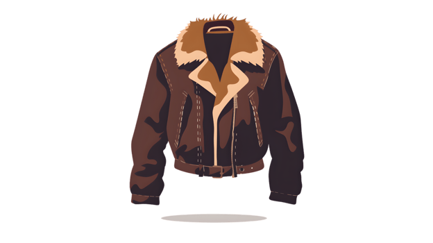 Stylish Brown Bomber Jacket with Fur Collar Ideal for Fashion Winter Wear and Design Project png