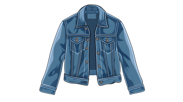 Stylish Denim Jacket with Detailed Design and Functional Buttons Ideal for Fashion and Lifesty png