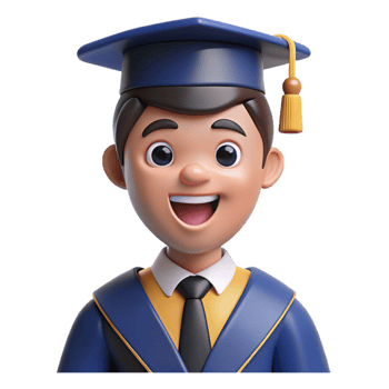 vibrant creative Happy graduate student wearing a cap and gown, high quality png