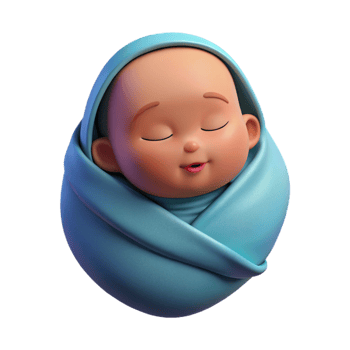 dramatic creative Sleeping baby wrapped in a blanket, authentic png