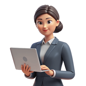 magnificent minimalist Concentrated businesswoman holding a laptop, high resolution png