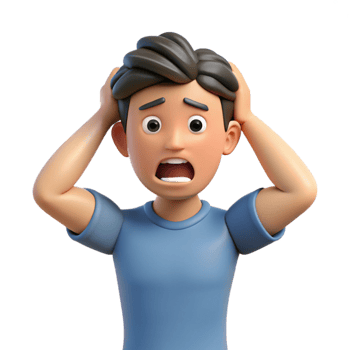 extraordinary minimalist Frustrated young man pulling his hair, authentic png