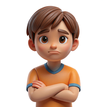 elegant classic Frustrated child with crossed arms, 4K png
