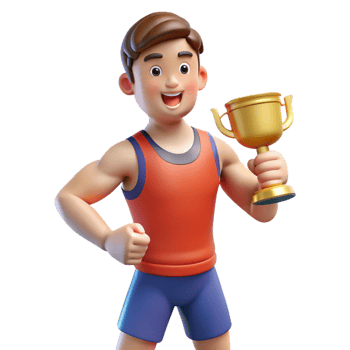 impressive abstract Proud athlete holding a trophy, professional png