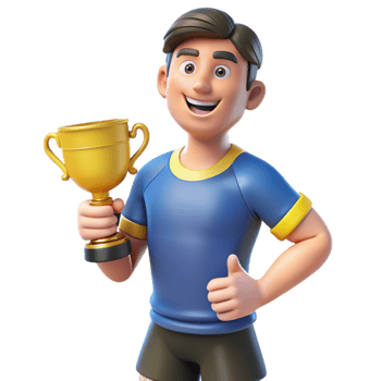 elegant traditional Proud athlete holding a trophy, high quality png