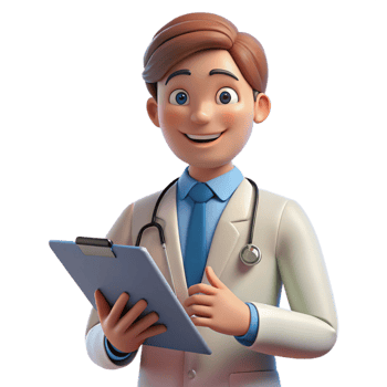 impressive rustic Happy doctor with a clipboard, professional png