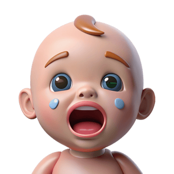 beautiful abstract Crying baby with tears streaming down their face, 4K png