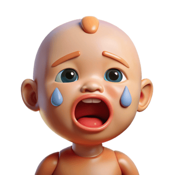vibrant abstract Crying baby with tears streaming down their face, high quality png