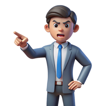 stunning traditional Angry businessman pointing his finger, professional png