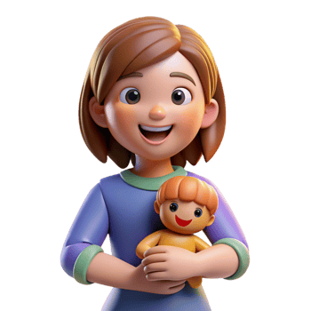 dramatic vintage Smiling young girl holding a doll, exclusive png