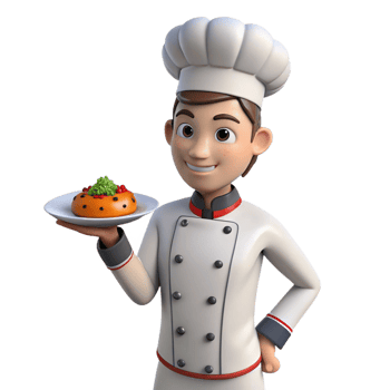 magnificent traditional Proud chef holding a plate of food, 4K png