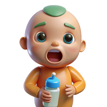 beautiful vintage Crying baby with a bottle, 4K png