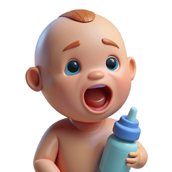 extraordinary abstract Crying baby with a bottle, 4K png