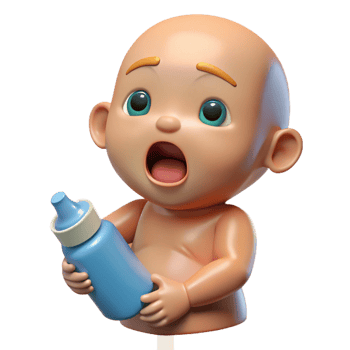 stunning classic Crying baby with a bottle, premium png