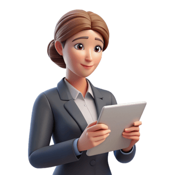 vibrant traditional Concentrated businesswoman using a tablet, high resolution png