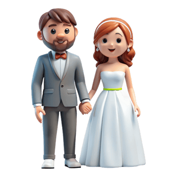 beautiful creative Happy bride and groom holding hands, detailed png