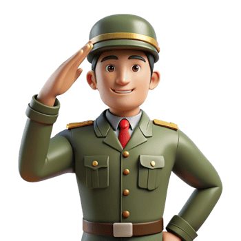 serene modern Proud military soldier saluting, original png
