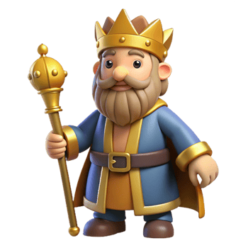extraordinary traditional Dwarf king, crown and beard, holding a scepter high resolution png
