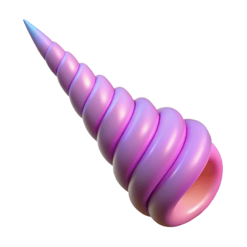 impressive artistic Single, realistic unicorn horn, spiraled and pointed exclusive png