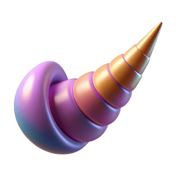 impressive rustic Single, realistic unicorn horn, spiraled and pointed authentic png