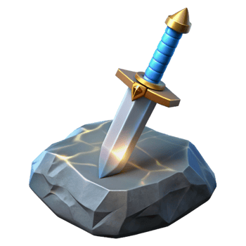 impressive minimalist A gleaming longsword, embedded in a stone detailed png