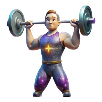 vibrant abstract Weightlifter Holding Barbell Overhead Transparent Element authentic png