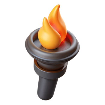 vibrant artistic A single, burning torch, casting flickering light professional png