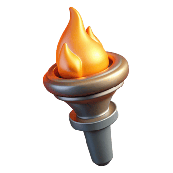 wonderful classic A single, burning torch, casting flickering light detailed png