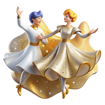 vibrant creative Whimsical Waltz Dancers Cutout with Soft Focus professional png