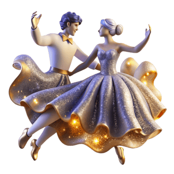 dramatic classic Whimsical Waltz Dancers Cutout with Soft Focus detailed png