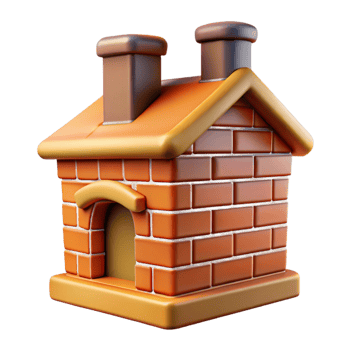 vibrant abstract Tudor house chimney decorative brickwork, professional png